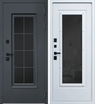 Дверь Titanium с Окном и Английской Решеткой Терморазрыв 3К